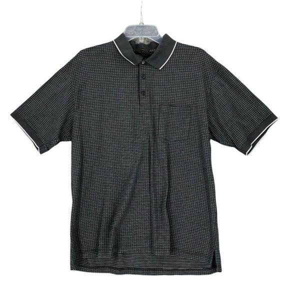 Tasso Elba Other - Tasso Elba GOLF Men Polo Shirt Medium Gray Windowpane Casual Short Sleeve Pocket